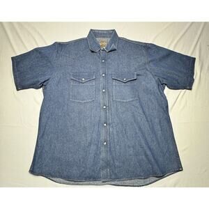 Cowboy Authentic Workwear Men's Short Sleeve Denim Pearl Snap Shirt - Size XL